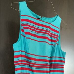Talbots preloved teal and red striped dress